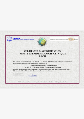 CERTIFICAT D'ACCREDITATION UNITE D'EPIDEMIOLOGIE CLINIQUE RECIF